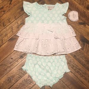 NWT Floral Eyelet Blue and White Dress